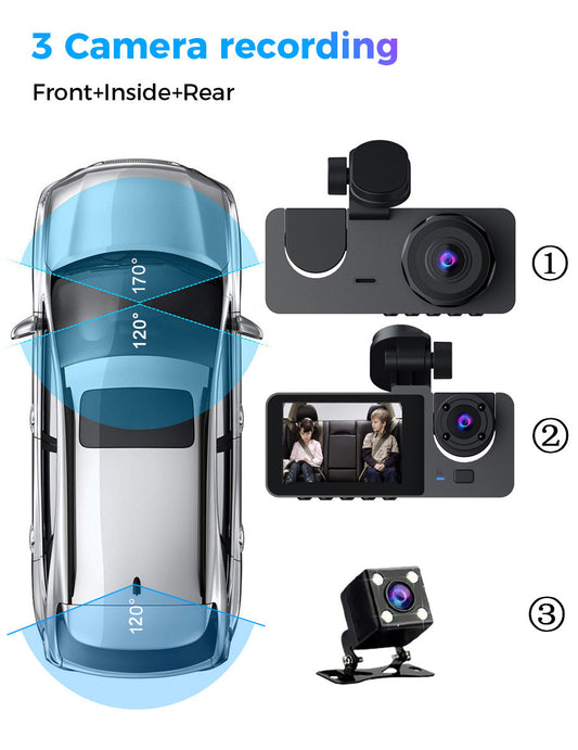 1080p Full HD 3-Way Channel Dash Camera