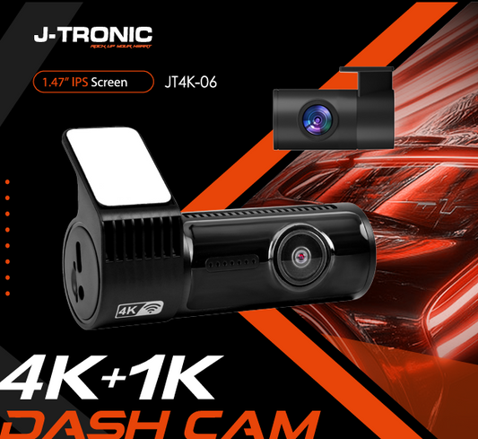 JT-4K-06 Ultra HD 2- Channel Dash Camera (64 GB SD Card)