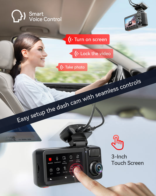 Redtiger F17 Elite 3 Channel Dash Camera (128GB Card SD Card)