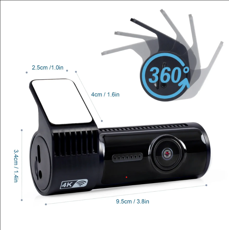 JT-4K-06 Ultra HD 2- Channel Dash Camera (64 GB SD Card)