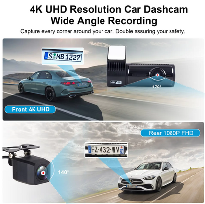 JT-4K-06 Ultra HD 2- Channel Dash Camera (64 GB SD Card)
