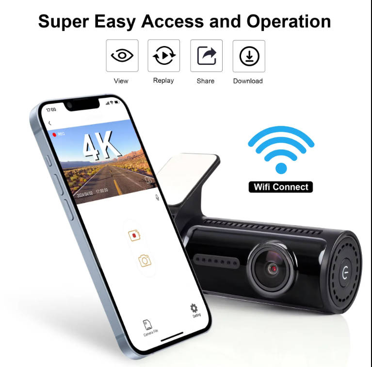 JT-4K-06 Ultra HD 2- Channel Dash Camera (64 GB SD Card)