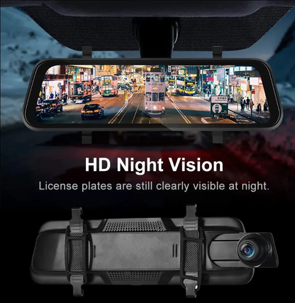 9.66" Mirror Screen Dash Camera with Android/Carplay, 4K Resolution (64GB SD Card)